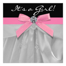 Invitations noires roses de douche de bébé