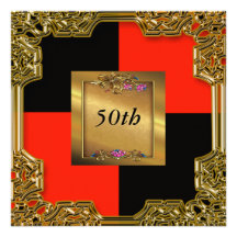 Invitations noires rouges de fête d'anniversaire