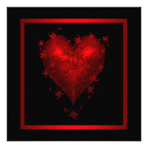 Invitations noires rouges de mariage de coeur roug