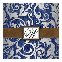 Invitations occidentales de mariage de denim en cu