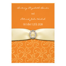 Invitations oranges de mariage de ruban de remous 
