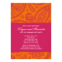 Invitations oranges roses modernes de fiançailles 