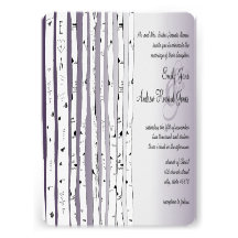 Invitations pourpres de mariage d'arbre de bouleau