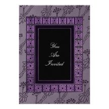 Invitations pourpres de mariage de cadre de tablea