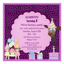 Invitations pourpres de poster de animal de filles