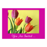 Invitations pourpres et oranges de partie de tulip