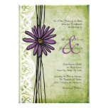 Invitations pourpres et vertes vintages de mariage