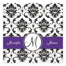 Invitations pourpres foncées de mariage de damassé