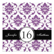 Invitations pourpres noires de sweet sixteen de da