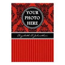 Invitations rayées rouges et noires d'A7 de photo 