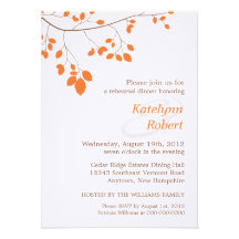 Invitations Romance oranges de dîner de répétition