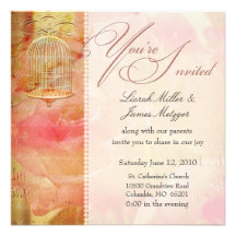 Invitations romantiques molles de mariage de cage 