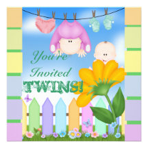 Invitations ROSE et BLEU de BABY SHOWER POUR DEUX