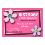 Invitations roses à la mode piquées d'anniversaire
