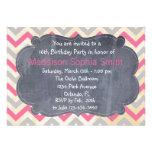 Invitations roses d'anniversaire de Chevron