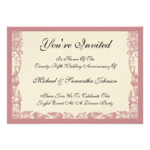 Invitations roses d'anniversaire de corail vintage