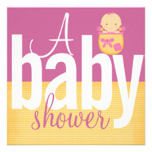 Invitations roses de baby shower