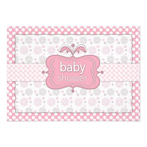 Invitations roses de baby shower de fille de Polka