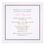 Invitations roses de baptême de damassé