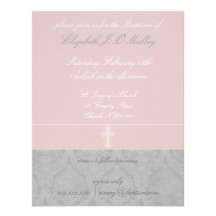 Invitations roses de baptême de dentelle