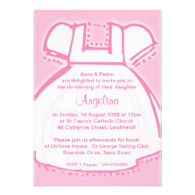 Invitations roses de baptême de robe