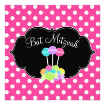 Invitations roses de bat mitzvah de point de polka