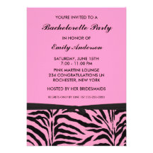 Invitations roses de partie de Bachelorette de zèb