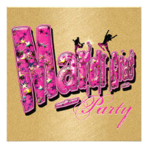 Invitations roses de partie d'or de mardi gras