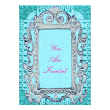 Invitations roses et bleues de cadre de tableau de