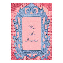 Invitations roses et bleues de cadre de tableau de