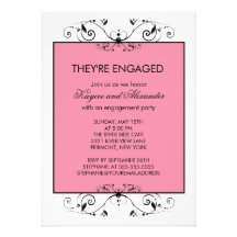 Invitations roses et noires de fiançailles de roul