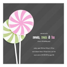 Invitations roses et vertes de partie de lucettes