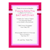 Invitations roses faites sur commande de bat mitzv
