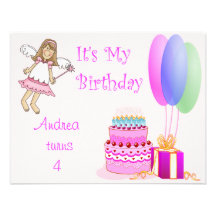Invitations roses féeriques d'anniversaire