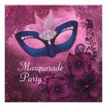 Invitations roses pourpres de partie de mascarade 