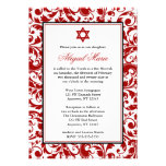 Invitations rouges de bat mitzvah de damassé de re