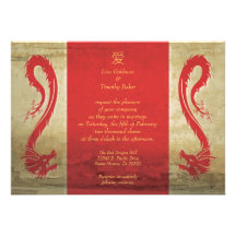 Invitations rouges de mariage de dragon