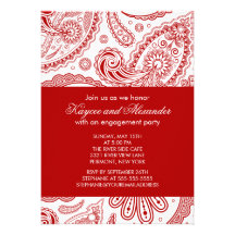 Invitations rouges modernes de partie de fiançaill