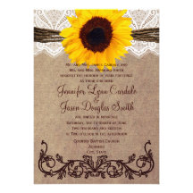 Invitations rustiques de mariage de tournesol de p
