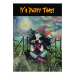 Invitations sorcière et chat de partie de Hallowee