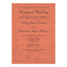 Invitations spéciales de mariage de vignoble