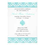 Invitations turquoises de sweet sixteen de damassé