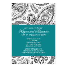 Invitations turquoises modernes de partie de fianç