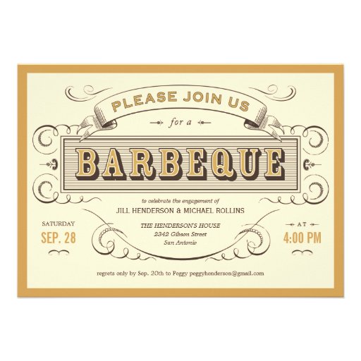 Invitations uniques de BBQ de cru