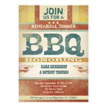 invitations uniques vintages de BBQ de dîner de ré