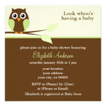 Invitations vertes de baby shower de hibou