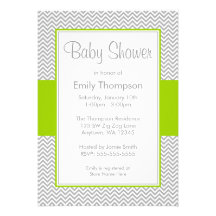 Invitations vertes et grises de baby shower de Che