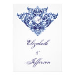 Invitations vintages bleues de mariage de cadre