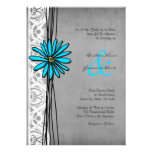 Invitations vintages de mariage de marguerite gris