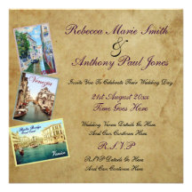 Invitations vintages de mariage de Venise